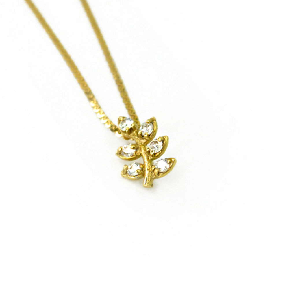 Pingente Oliva em Ouro Amarelo 18k com Diamantes