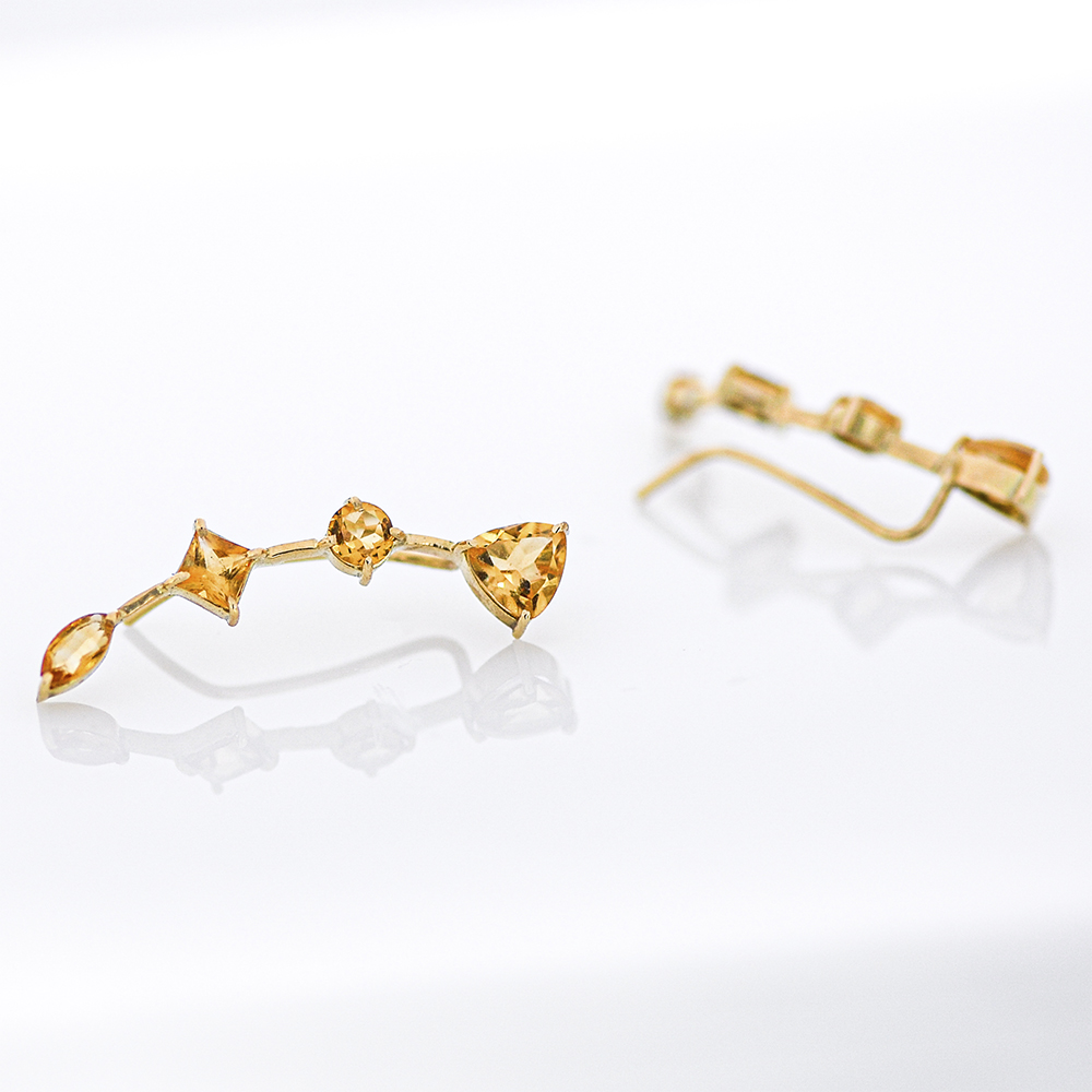 Earcuff Solar em Ouro Amarelo 18k com Citrino