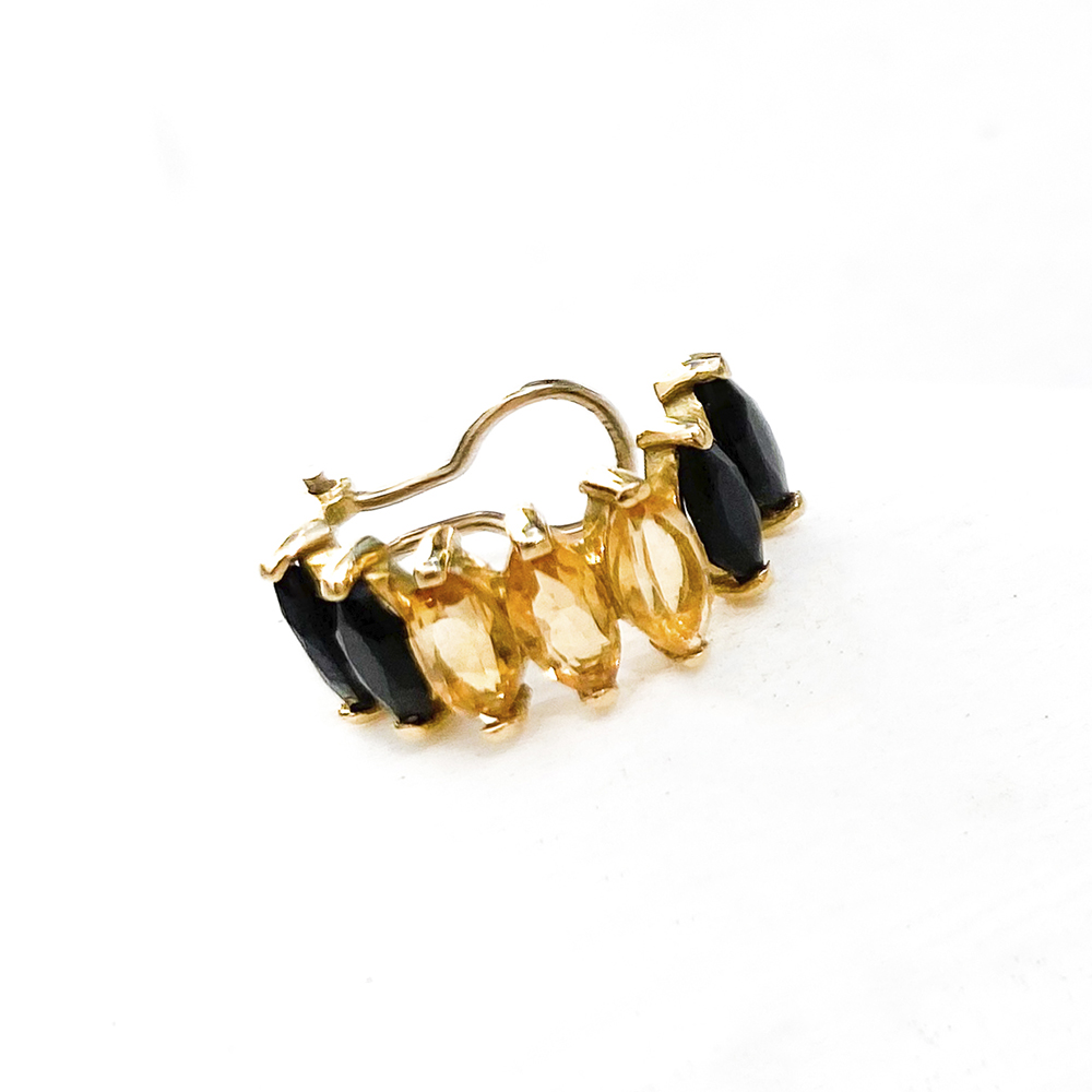 Earcuff Sal em Ouro Amarelo 18k com Citrino e Ônix