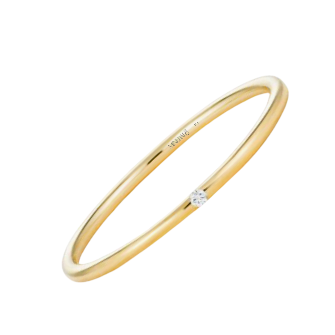 Aliança Santorini em Ouro Amarelo 18k com Diamante
