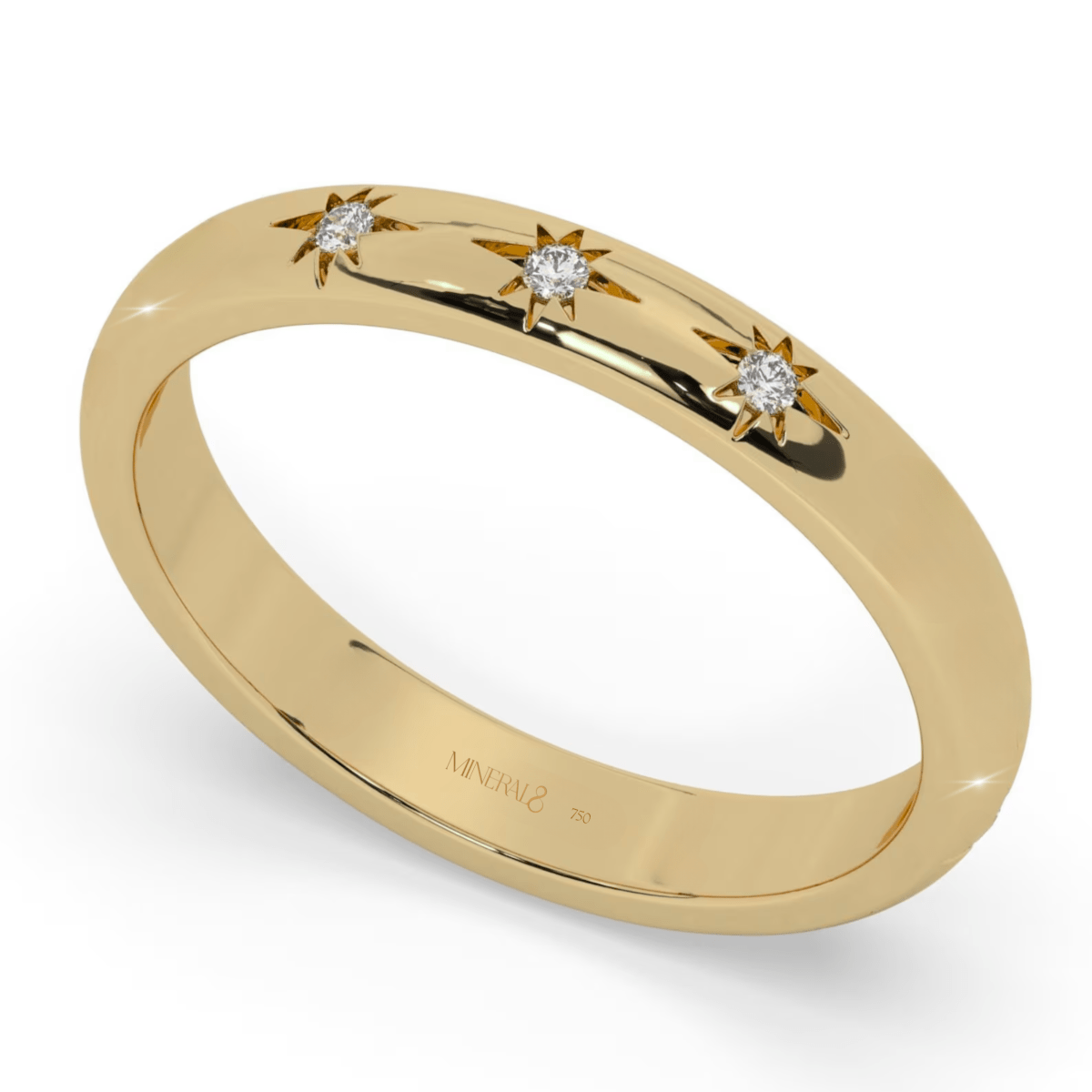 Aliança Bora Bora em Ouro Amarelo 18k com Diamantes