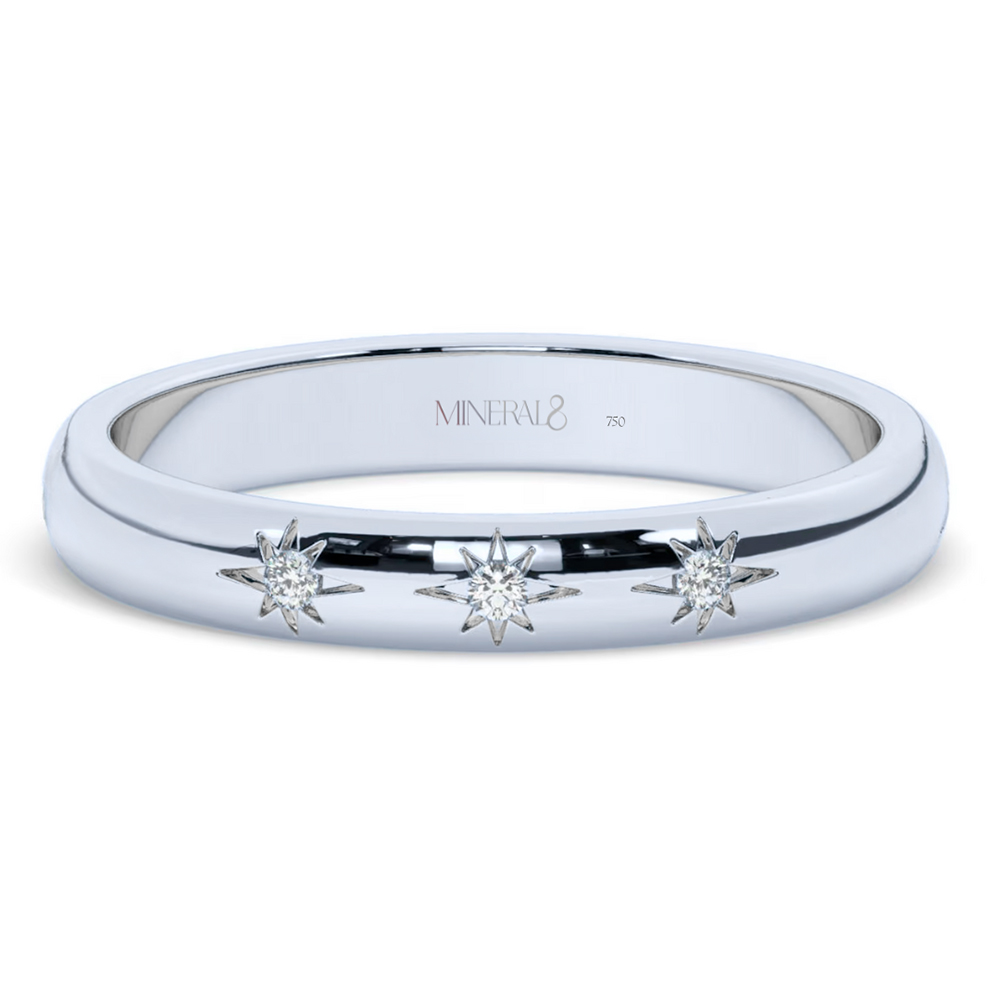 Aliança Bora Bora em Ouro Branco 18k com Diamantes