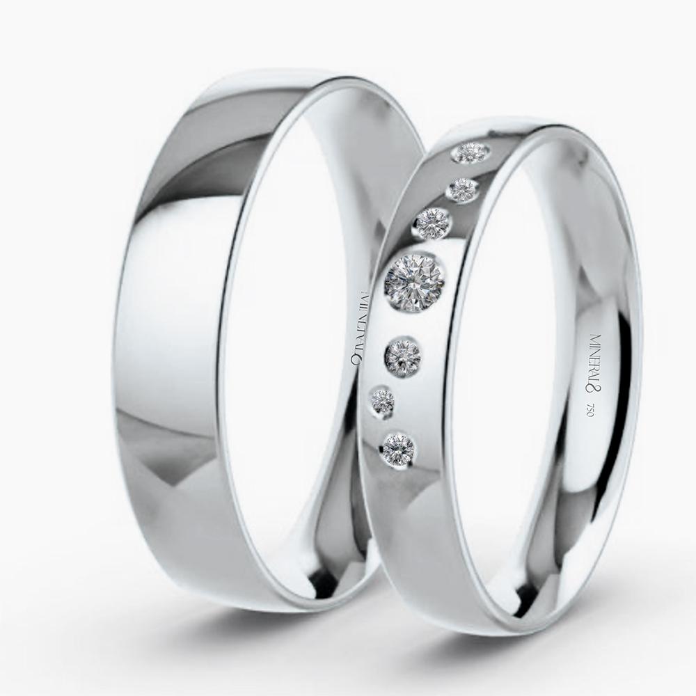 Par de Alianças Capri em Ouro Branco 18k