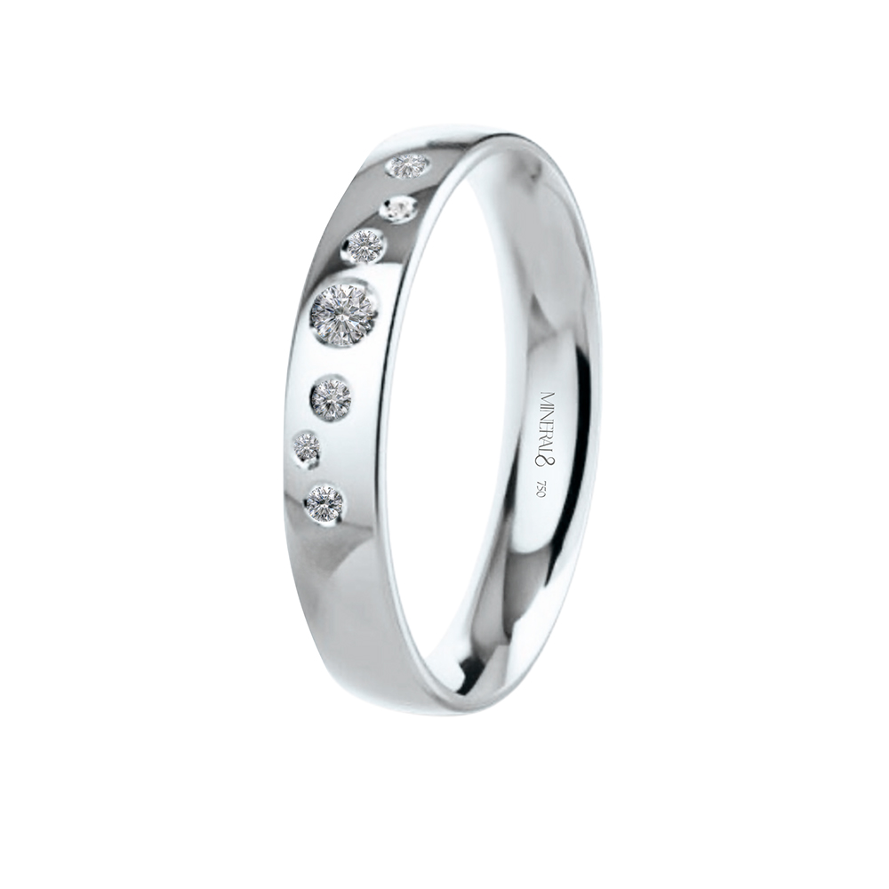 Aliança Capri em Ouro Branco 18k com Diamantes