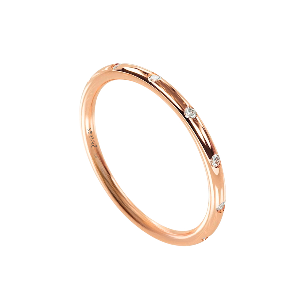 Aliança Maldivas em Ouro Rosé 18k com Diamantes