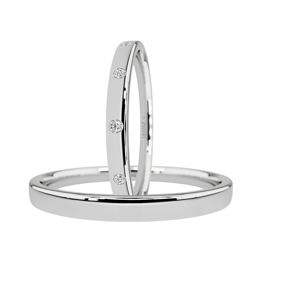 Par de Alianças Maui em Ouro Branco 18k