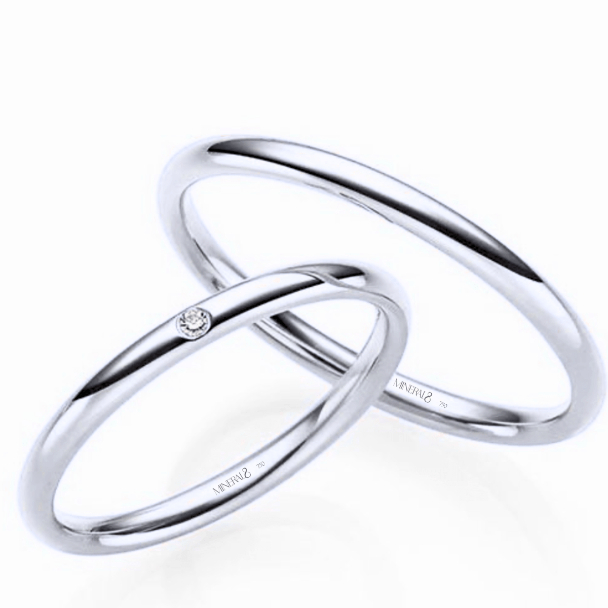 Par de Alianças Santorini em Ouro Branco 18k