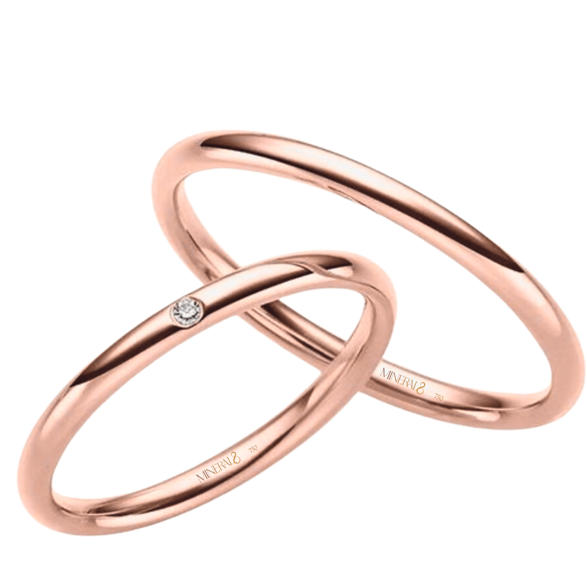 Par de Alianças Santorini em Ouro Rosé 18k