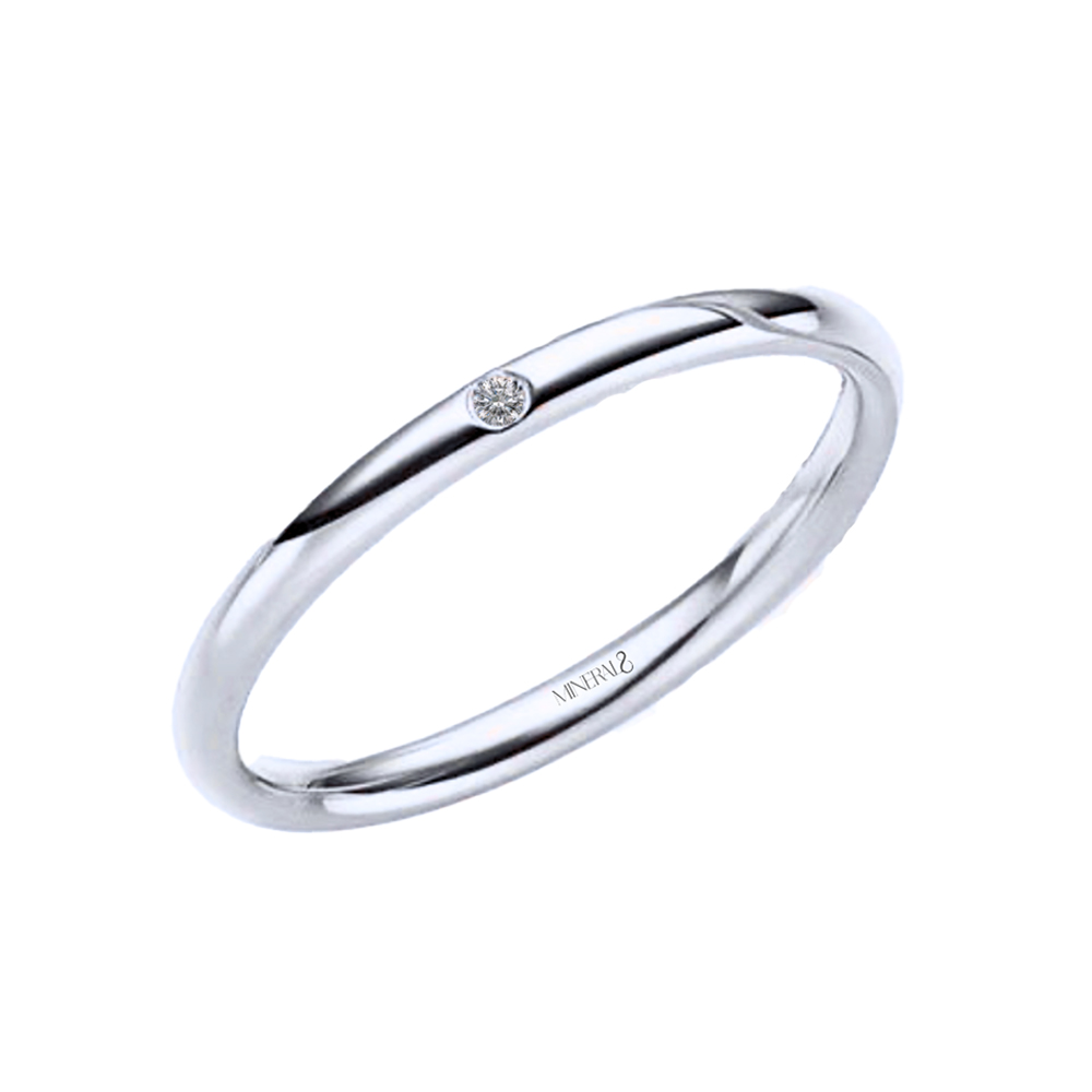 Aliança Santorini em Ouro Branco 18k com Diamante