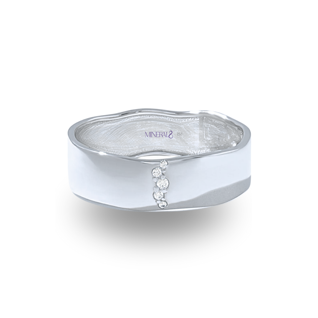 Aliança Malta em Ouro Branco 18k com Diamantes